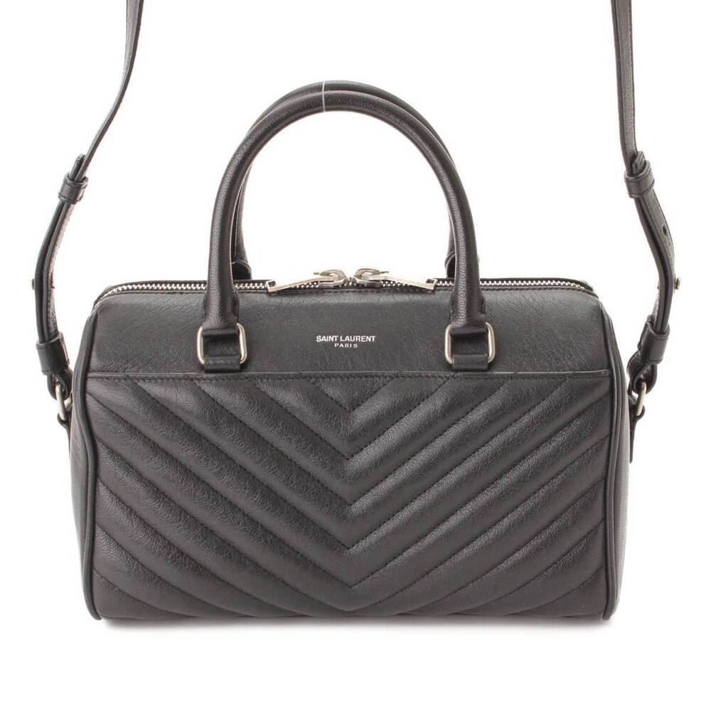 Saint Laurent Baby Duffle Leather Handbag V Stitch Black - Picture 1 of 9
